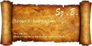 Szopri Bertalan névjegykártya